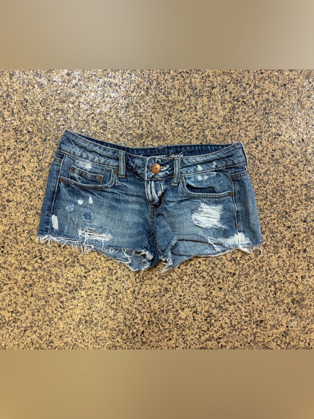 American Eagle 2010 Super Short Distressed Denim Shorts Size 2
